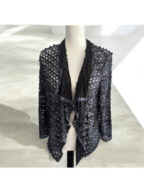 ALBERTO MAKALI Black Cutout Open Front Top Size Large